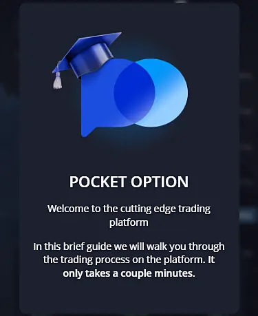 Janela de boas-vindas da Conta Demo Pocket Option