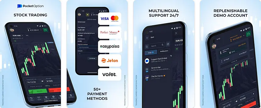 Recursos do PocketOption para dispositivos móveis