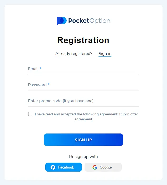 Formulário De Inscrição Pocket Option